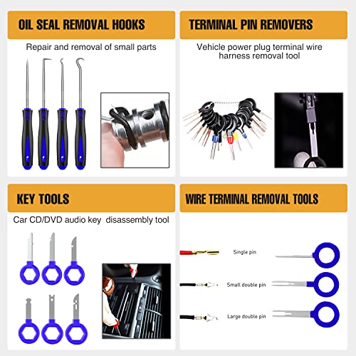 Gooacc GRC-207 238Pcs Trim Removal Tool, Auto Push Pin Bumper Retainer Clip Set Fastener Terminal Remover Tool Adhesive Cable Clips Pry Kit Car Panel Radio Removal Auto Clip Pliers thumb #5