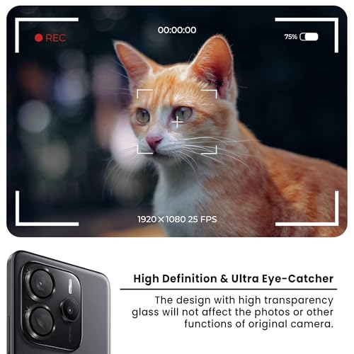 Image of FIRST MART Black Camera Ring Guard Protector for Redmi Note 14 | Tempered Glass with Metal Alloy Rings, HD Clear, Scratch Resistant, Case-Friendly | Pack of 1