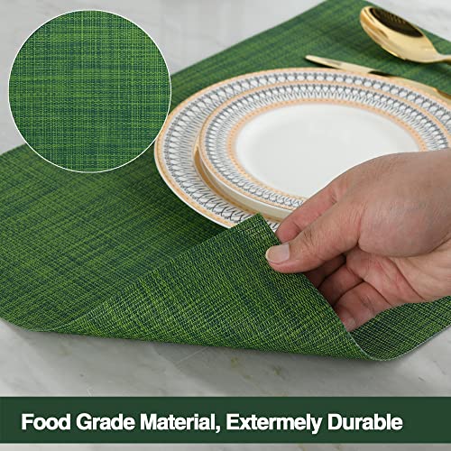 Slkqg Green Placemats Set Of 6 - Wipe Clean Vinyl Placemats - Washable Heat Resistant Pvc Table Mats For Dining Table - 17X12 Inch (Green, 6) #TOP3