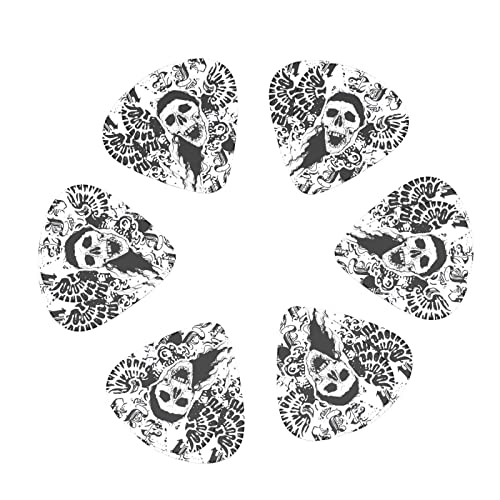 Lot de 12 médiators de guitare avec tête de mort abstraite noir pour guitare électrique, basse acoustique, cadeau avec boîte - Les Beatles, Paul McCartney, John Lennon, RIngo Starr, George Harrison Lot de 12 médiators de guitare avec tête de mort abstraite noir pour guitare électrique, basse acoustique, cadeau avec boîte – Image 3