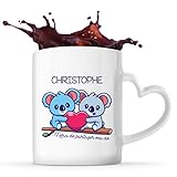Planetee Tasse Coeur Christophe Merci de faire partie de ma vie | Mug Couple Saint Valentin Mariage Fianailles Anniversaire Cadeau Romantique Amoureux