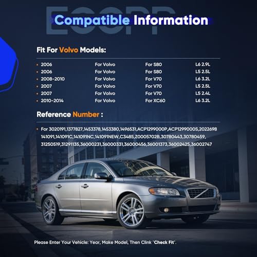 Image of ECCPP AC Compressor for Volvo S80 2.5L 2.9L 2006 for Volvo V70 3.2L 2008-2010 Air Conditioning Compressor Rapid Cooling