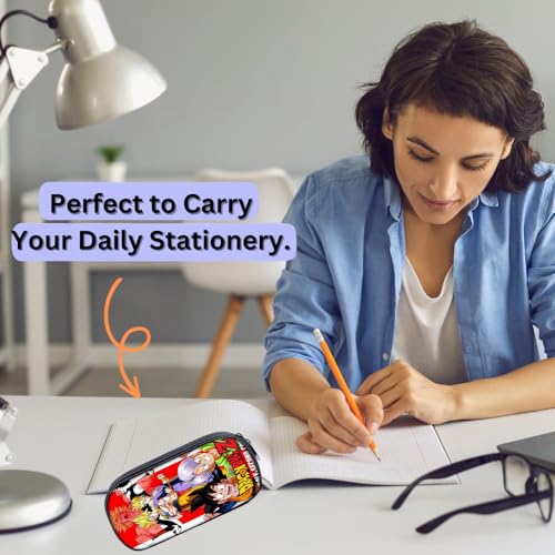 Image of Funfob Polyester Goku Pencil Box For School College For Pen Pencil Or Other Stationery Products Pencil Pouch Travel Or Cosmetic Case (Goku Red)