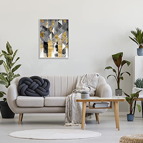 Image of 'Modern Triangular Stripes Sharp Geometric'| Framed Giclee Art | Stupell Industries | Gray, 24 x 30 Inches, Easy to Hang and Sturdy, Made in USA, by Chariklia Zarris
