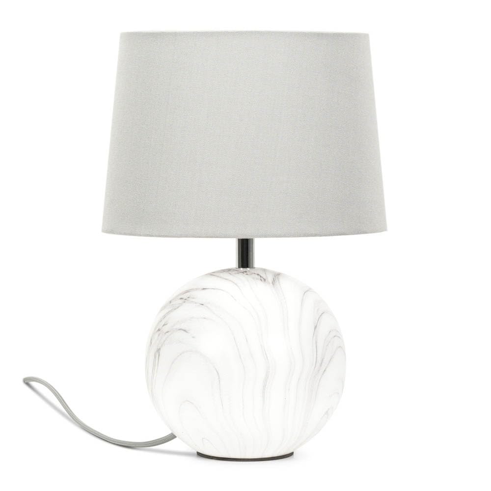 ValueLights | Melanie Dark Marble Effect Table Lamp With Natural Linen Lamp Shade And LED Bulb | Table Lamps, Home Décor & Improvement Essential | Included LED Bulb