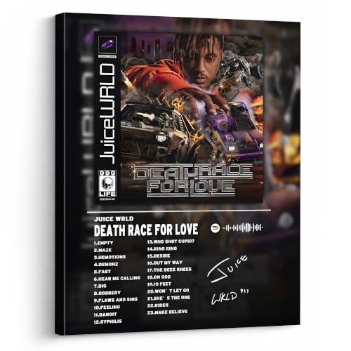 Image of Juice WRLD Canvas Wall Art, Rapper Collage Poster Print, Hip Hop Music Artwork for Bedroom Studio Gaming Room Decor, Vibrant Album Cover Picture Print Framed Music Wall Painting 20X24 inch
