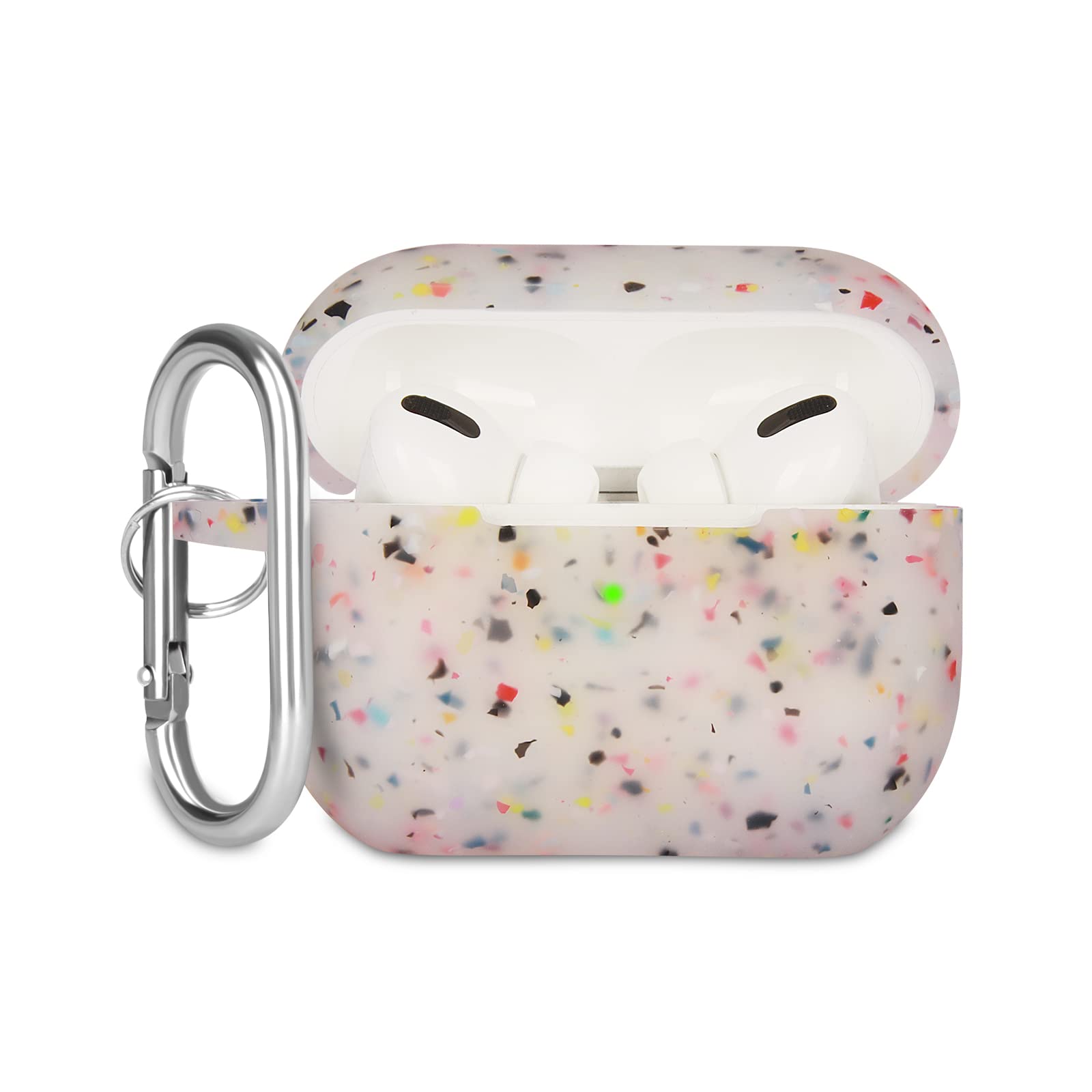 Case Cover Compatible with Airpods Pro, Soft Silicone Skin Case Cover Shock-Absorbing Protective Case for Airpods Pro 2019 with Carabiner, Front LED Visible, Black — view 10