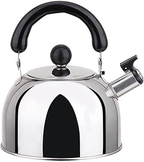 Chihen Bouilloire Théières Sifflante Eau bouillante Poignée chirurgicale Ergonomique Bouilloire à thé Sifflet en Acier Inoxydable pour Le Camping sur la cuisinière Chihen211027(Color:Silver;Size:1L)