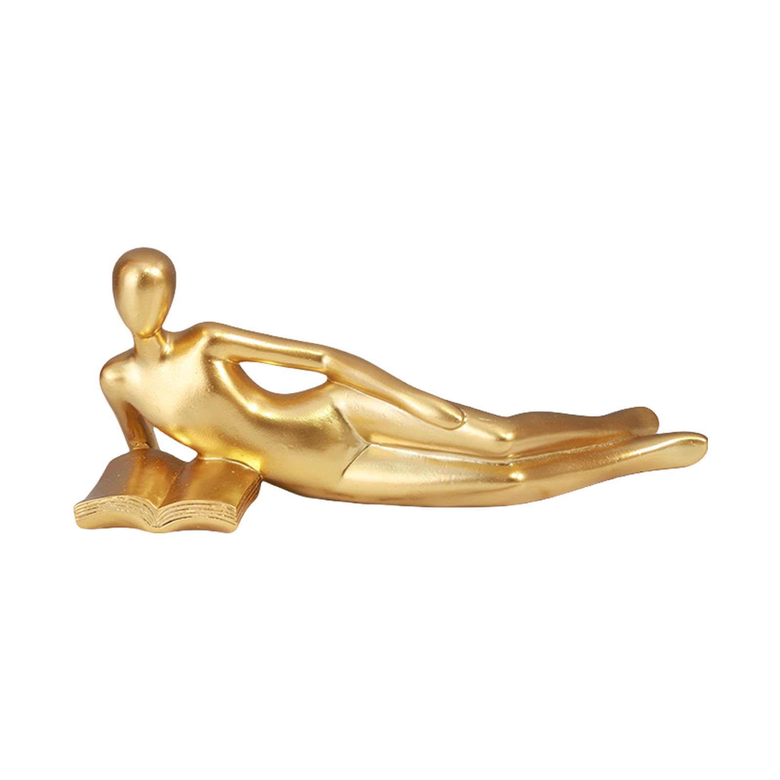 PURPLELILY Resin Abstract Thinkers Statue Abstract Figures Statues Ornament Gold Woman Reading Table Decoration Living Room Decoration Reading Statue