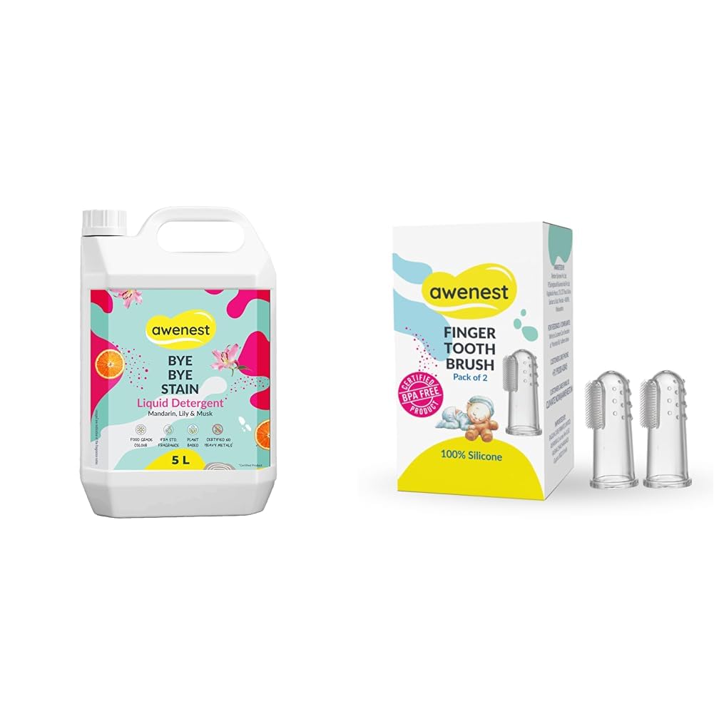 awenest 5 L Natural Laundry Liquid | Plant-based Bioactives | Top and Front Load | Organic, Eco-fr | awenest Silicone Baby Finger Toothbrush | BPA-Free Soft Bristles for Gentle Gum Cleaning | 100% Fo-picture-12