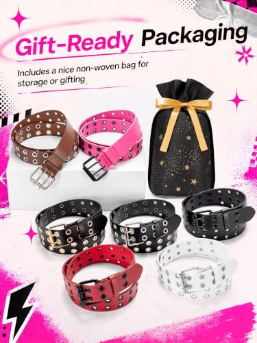 Image of Grommet Leather Belt, Y2K Goth Studded Belts for Women Men Teens