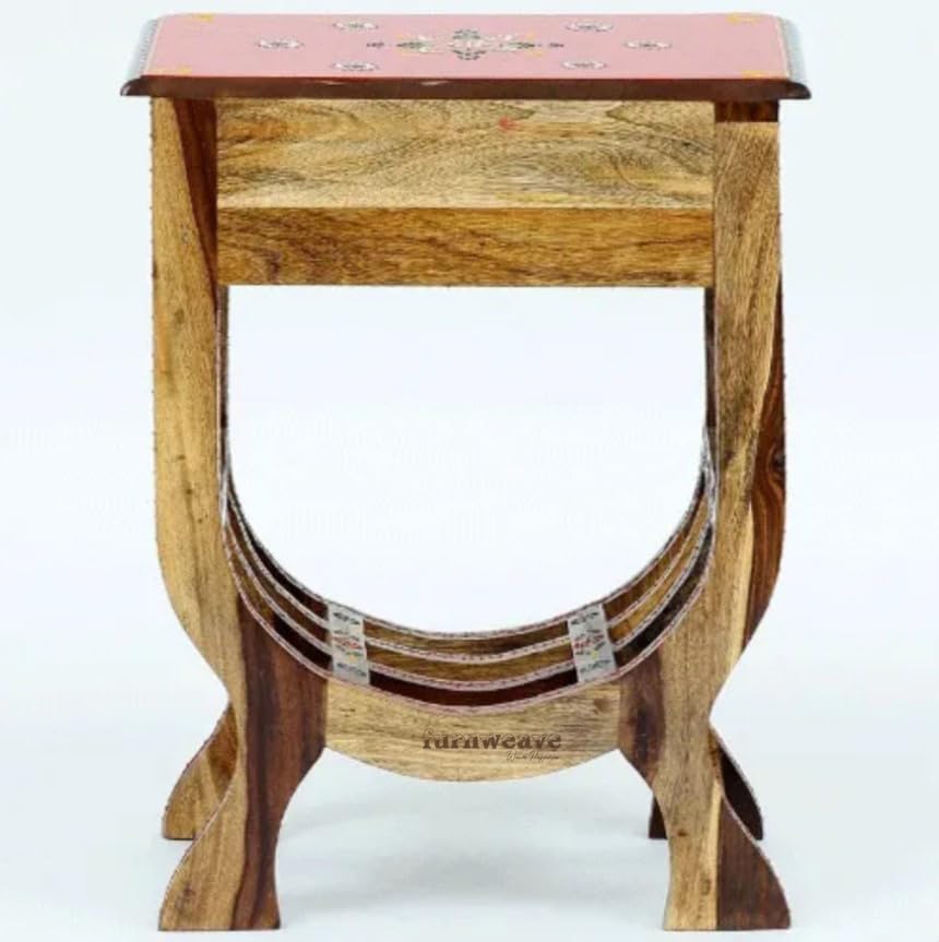 Image of Wooden Bedside Table for Bedroom, Sheesham Wood Bedside Table with Drawer for Living Room & Home | Wooden Nightstand for Living Room | End Table for Bedroom (Multicolour-BS1)
