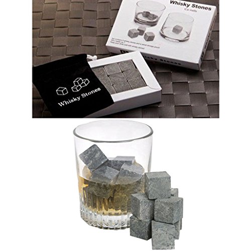 chendongdong 1 jeux 100% naturel Whisky Pierres Set de 9 pierres à whisky Sac pour whisky Whisky pierre à whisky en stéatite Rock de cadeau de mariage Favor
