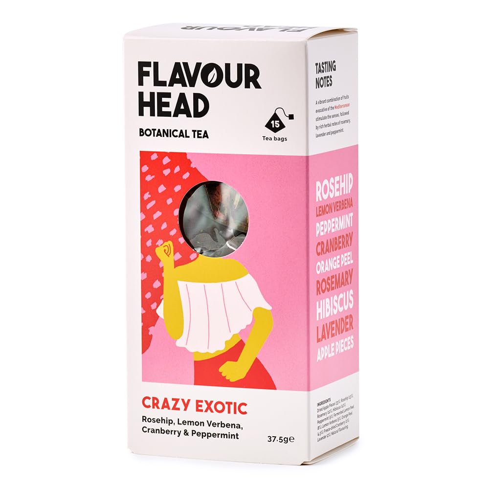 Flavour Head | Herbal Tea Bags | Crazy Exotic Rosehip, Lemon Verbena, Cranberry & Peppermint