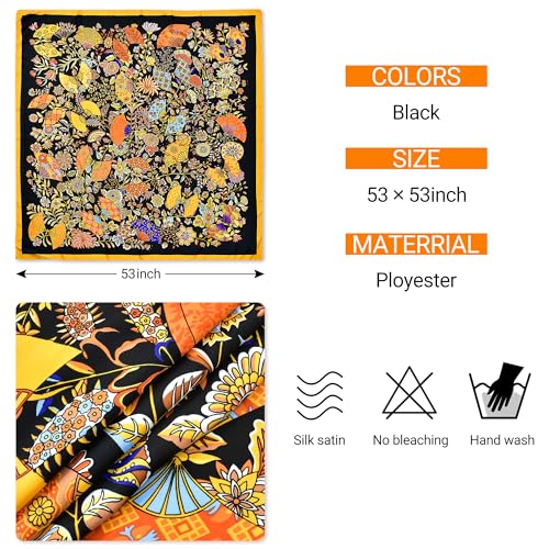 53” Large Head Scarf for Women - Silk Satin Scarf for Hair Wrapping at Night Bandana Square Scarf for Sleeping4