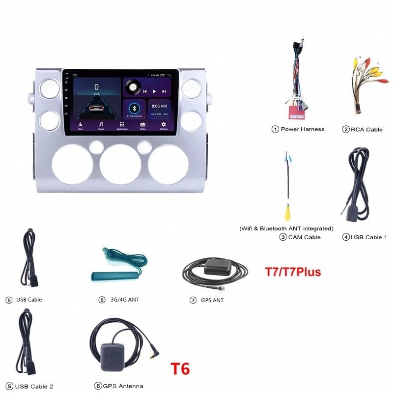 Radio de coche 2 DIN para Toyota Estima con GPS y carga rápida integrada 7