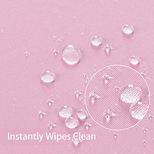 Image of Obstal 210GSM Round Table Cloth, Pink, 70 Inch Diameter | Water Resistance Microfiber Tablecloth, Decorative Fabric Circular Table Cover for Outdoor and Indoor Use