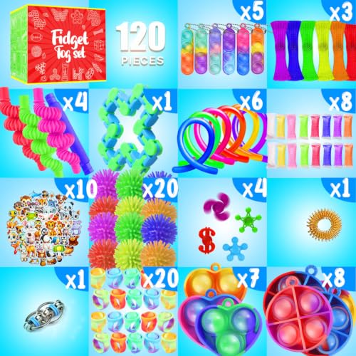 Fidget Toys, 120 Pack Party Favors for Kids 8-12 4-8, Sensory Toys Bulk Autism Autistic, Treasure Box Toys for Classroom, Stocking Stuffers, Goodie Bag Stuffers, Christmas Birthday Gifts Prizes - image 4