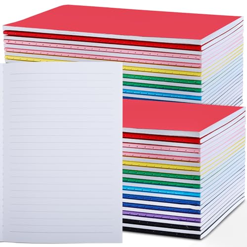 IJRPLM 24 Pack Colorful Lined Notebooks, A5 Journals Bulk, Composition Notebooks, 60 Pages, 30 Sheets, Lined Journals for Office School Travel Supplies, 8.3 x 5.5 Inches, 8 Colors