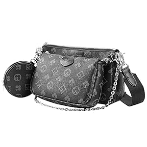 FAHIMEH Dames Cross-Body Bags, Dames Handtas Schoudertas Polyurethaan (PU) Lederen Draagtas Kleine Handtas Dames 3-in-1 Schoudertas (zwart)
