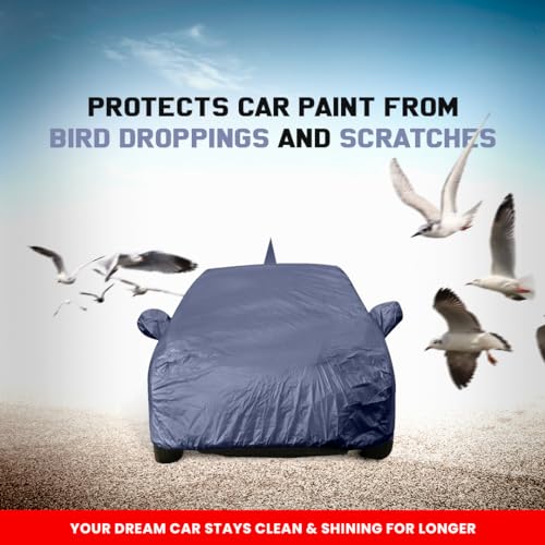 Image of Swift Dustproof Car Cover with Mirror & Antenna Pockets, Navy Color, Taffeta Polyster,Triple Stitched, Compatible with Maruti Swift Car Cover (2005 to 2017), Car Accessories