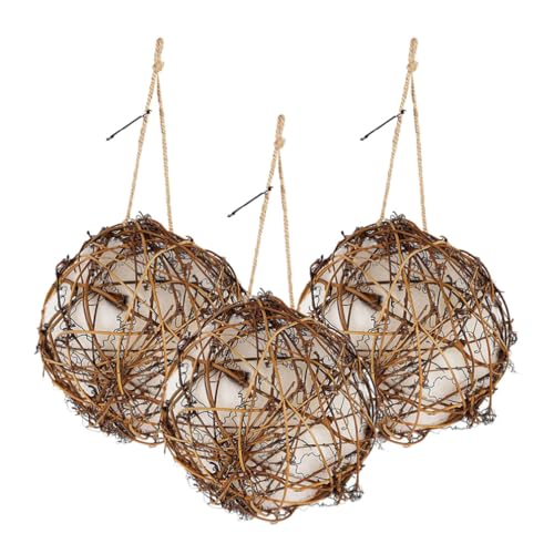 Toddmomy 3-Pack Hummingbird Nesting Balls Filled with Natural Nesting Material for Outdoor Indoor Garden Birdhouses Hanging Decorative Bird Nesters
