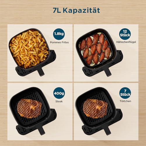 Image of Midea 7L Capacity Hot Air Fryer, HeatXpress Technology, 90% Less Oil, Energy and Time Saving with 7 Presets, Easy to See Window and Light, Non-stick
