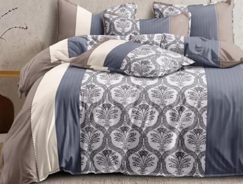 Image of 1 Reversible Comforter Super King Size 108 x 108 Both Side Same Print 1 Bedsheet King Size 108 * 108 inches and 2 Pillow Cover 4 Pieces Bedding Set | AC Quilt | AC Dohar (Design-23)