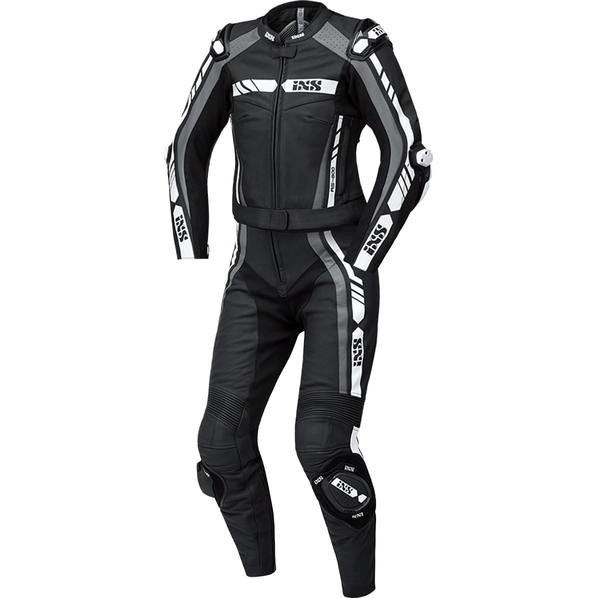 IXS RS-800 1.0 Dwuczęściowy damski skórzany kombinezon motocyklowy, czarny/szary/biały, 44