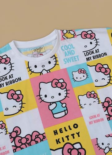 Image of Kidsville Official Hello Kitty Graphic Printed Relaxed Fit Cotton Tshirt for Girls