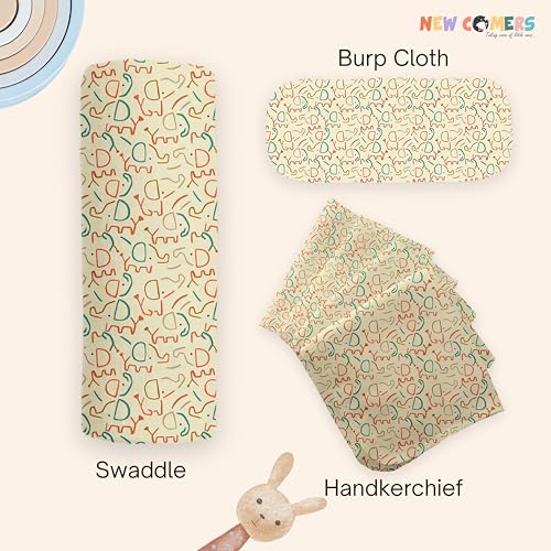 Image of NEW COMERS Baby Muslin Cloth Set | 6 Pcs Double Layered Pure Cotton Swaddle Wrap | Soft & Absorbent Baby Burp Cloth & Reusable Washcloth Towels, White (SBW 11)