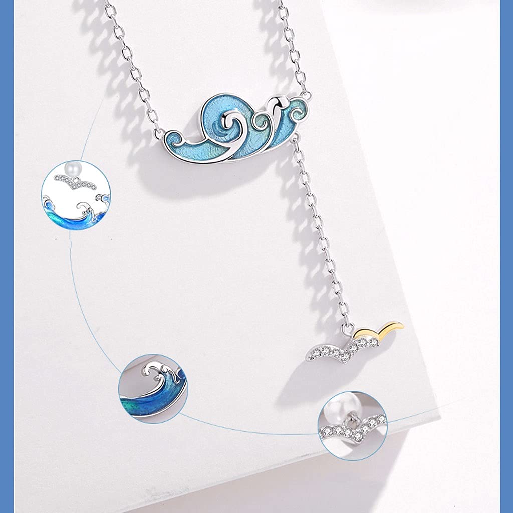 Collana da Donna Le Onde sotto Forma di Nuvole smaltate, Piene di Desiderio di Desiderio, Collana squisita, collane di Lusso per Le Donne per Collezione Regali Decorazioni Costume