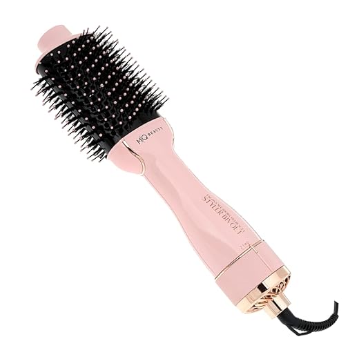 MQ HAIR - Escova Secadora e Modeladora de Cabelo Profissional Beauty Styler - Revestimento Black Ceramic, Controle de Frizz, Tecnologia Ion - Cabo 2 Metros, 3 Níveis de Temperatura - 1300W, 110V Rosa