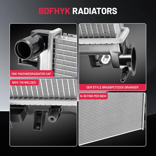 Image of BDFHYK Radiator Replacement for Jeep Wrangler JK 2007-2018 (3.6L & 3.8L V6), Aluminum Core for CU2957 2957 68143886AA 55056634AB