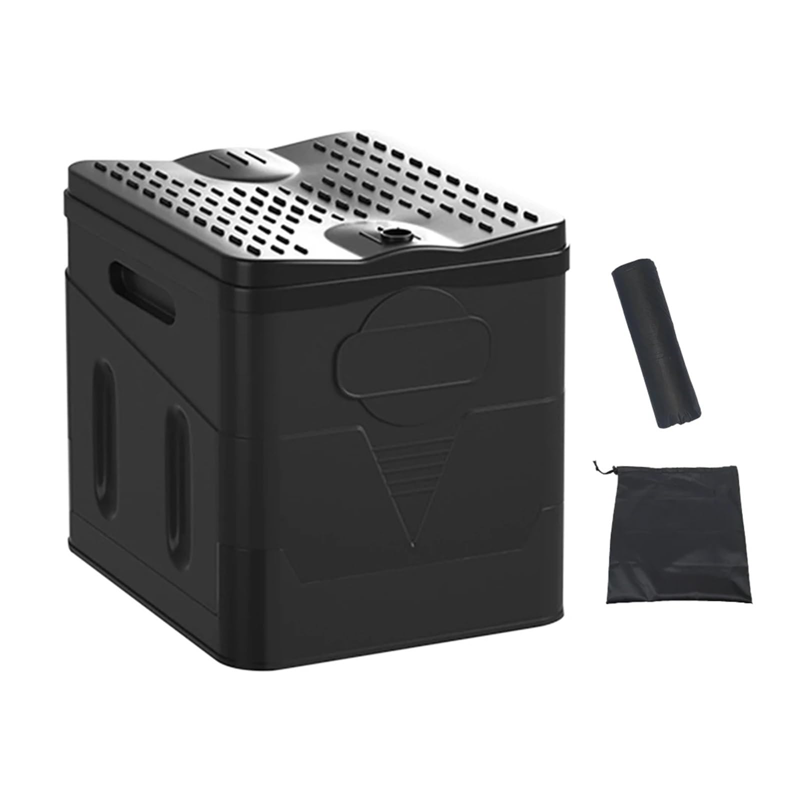 Folding Toilet Movable Toilet Portable Car Toilet Bucket Capacity Reusable Trash Can for Tour Emergency Self-Driving Travel(3 Set Black)
