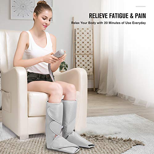 FIT KING Air Compression Leg Massager for Foot and Calf Circulation Massage with Handheld Controller 2 Modes 3...