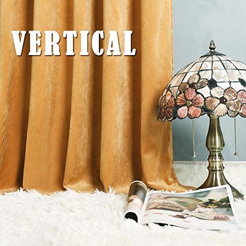 Image of RYB HOME Gold Velvet Curtains 84 inches 2 Panels Set - Plush Soft Modern Decorative Drapes Thermal Insulted Window Treatment Panels for Bedroom Living Room Dining Room, W42 x L84 | ThermaL Insulted, Window Treatment, Panels, for Office & Nursery, W42 x L84
