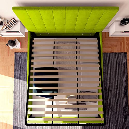 Baldiflex Dublino Einzelbett mit Stauraum, aus Kunstleder, Lattenrost, für Einzelbetten 180 x 190 cm, elegantes Kopfteil in Apfelgrün – Bild 4