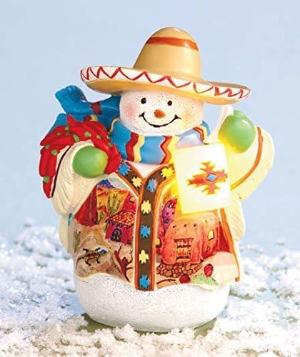 International Snowman Collectible with Light Up Lantern - Mexico