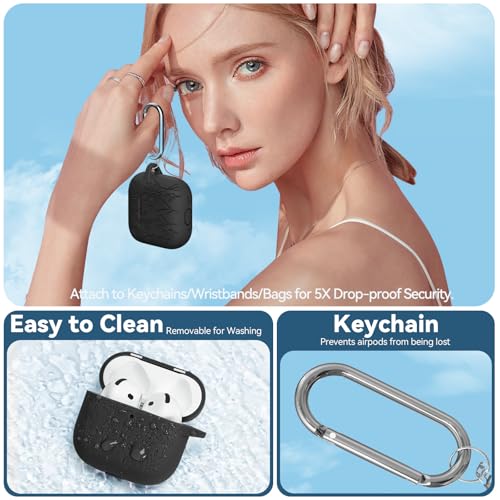 Image of for Airpods 4 Case with Magnetic Lid, Ekoonpft Flower Engraved Cases for Apple AirPods 4th Generation 2024, Soft Silicone Cover for Women Girly with Cleaning Kit & Keychain, Shockproof
