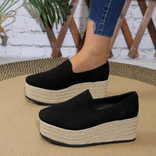 Platform Slip on Shoes for Women Fashion Linen Wide Low Top Shoe Casual Sneakers Workout Party Dressy Sneaker3