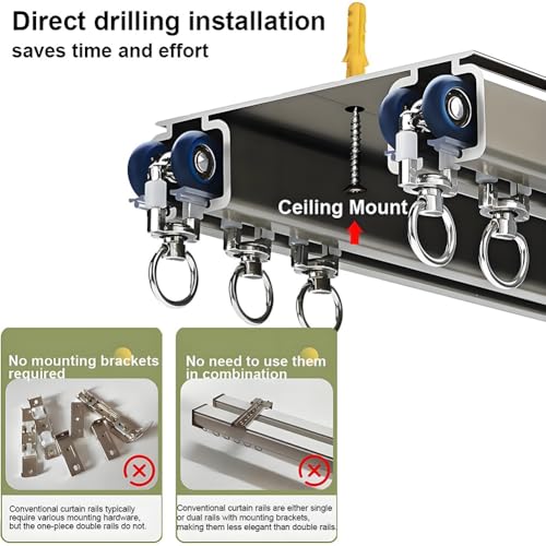 Rail de rideau robuste de plafond pour séparateur de pièce - 7