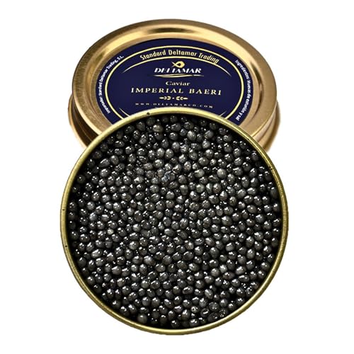Baeri Caviar 50 G - Beluga Baeri Imperial/Classical Sturgeon Kaviar- Premium Quality Siberian Huso Huso Orginial Beluga Kaviar - Finest & Authentic Deltamar Caviar CITES Certified
