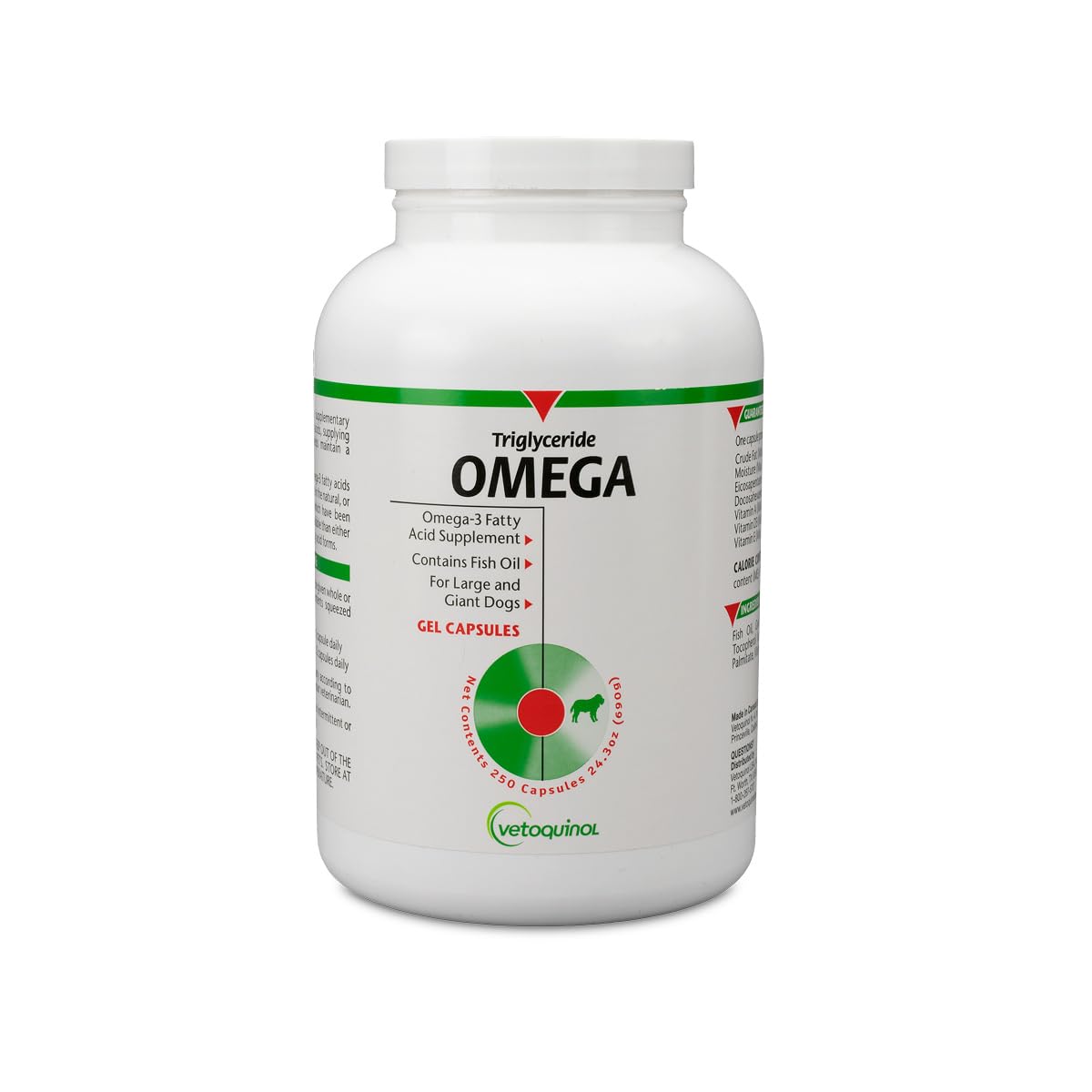 Vetoquinol Triglyceride Omega - Fish Oil for Dogs & Cats - Supports Healthy Skin, Coat & Normal Immune Response - Supplement with Vitamin Blend for