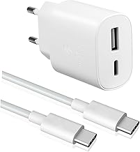 25W USB C Ladegerät, Schnellladegerät Adapter Netzteil für Samsung Galaxy S25/S24/S23/S22/S21/S20, A56 5G A55 A54 A16 A15 iPhone 16/15/16 Pro/16 Pro Max/16 Plus, Ladestecker USBC mit Ladekabel 2m