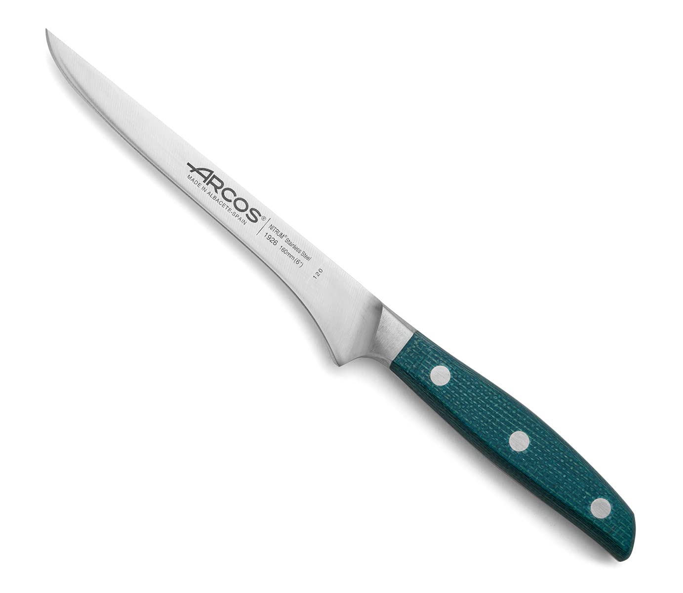 Arcos 192623 seria Brooklyn nóż do klejenia nitrm kute stal nierdzewna 160 mm (6,30 cala) - uchwyt MI Carta niebieski kolor (jedwabne ostro), plastik
