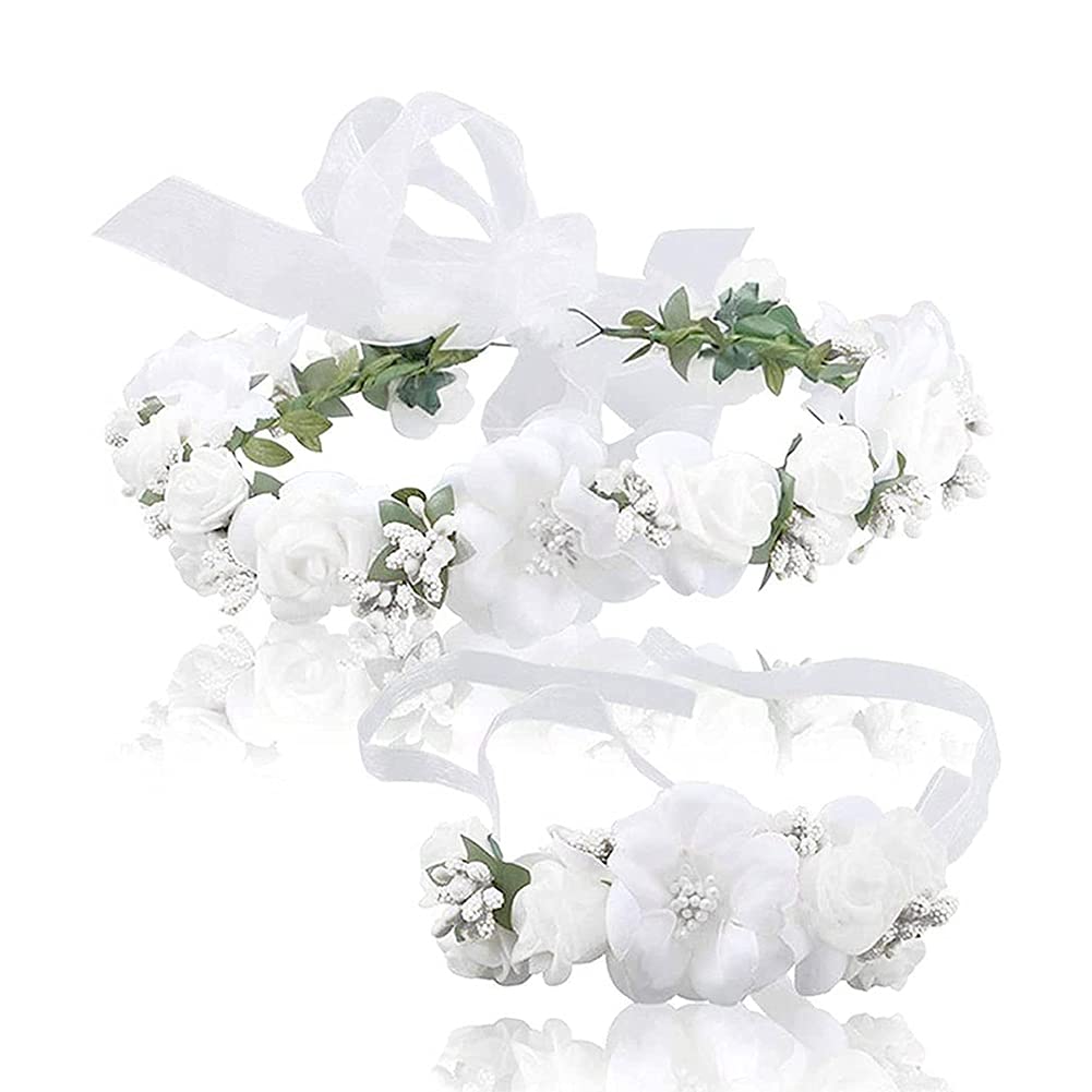 Amazon | 花かんむり 花冠 腕輪 リストバンド 2点セット 花 髪飾り
