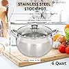 Daniks Classic 6.5 Quart Stainless Steel Stock Pot with Glass Lid, Tri-Ply Bottom for Even Heating, Induction Compatible, Dishwasher Safe #2