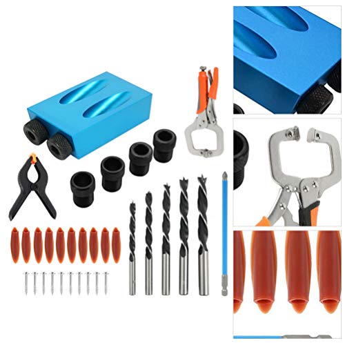 ULTECHVO Kit de 35 peças de mandril para broca de cavilha, 15 graus, ângulo de marcenaria, guias de
