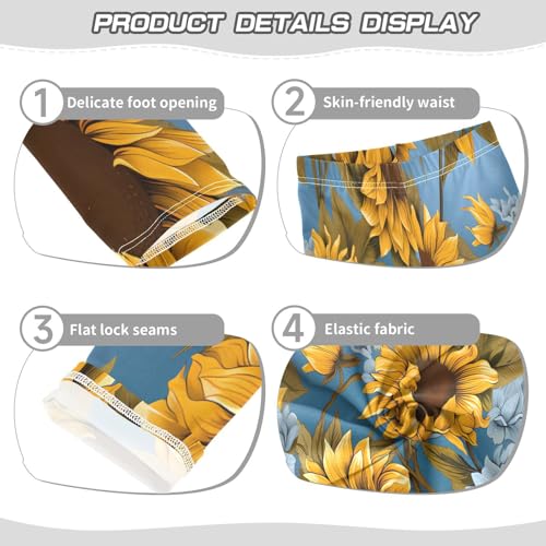 Bolaz Toddler Girls Leggings Printed Yoga Pants Leggings Blue Sunflower for Kids3